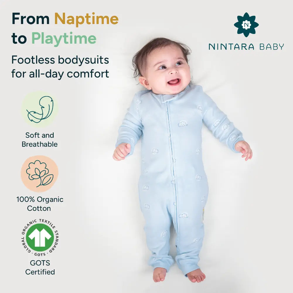 Nintara Baby Footless Bodysuit – 100% Organic Cotton Zip-Up Sleeper - Little Elies