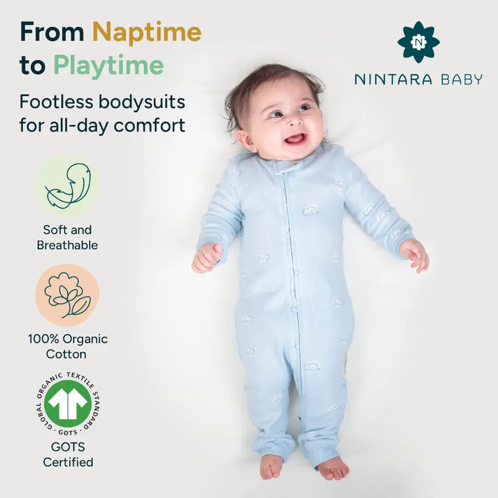 Nintara Baby Footless Bodysuit – 100% Organic Cotton Zip-Up Sleeper - Little Elies