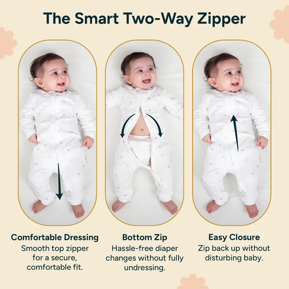 Nintara Baby Footless Bodysuit – 100% Organic Cotton Zip-Up Sleeper - Soild Pink