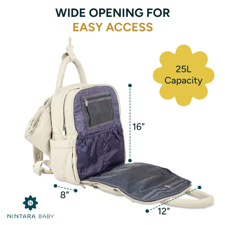 Nintara Baby Diaper Bag for Mothers – Water-Resistant Baby Travel Bag - Beige