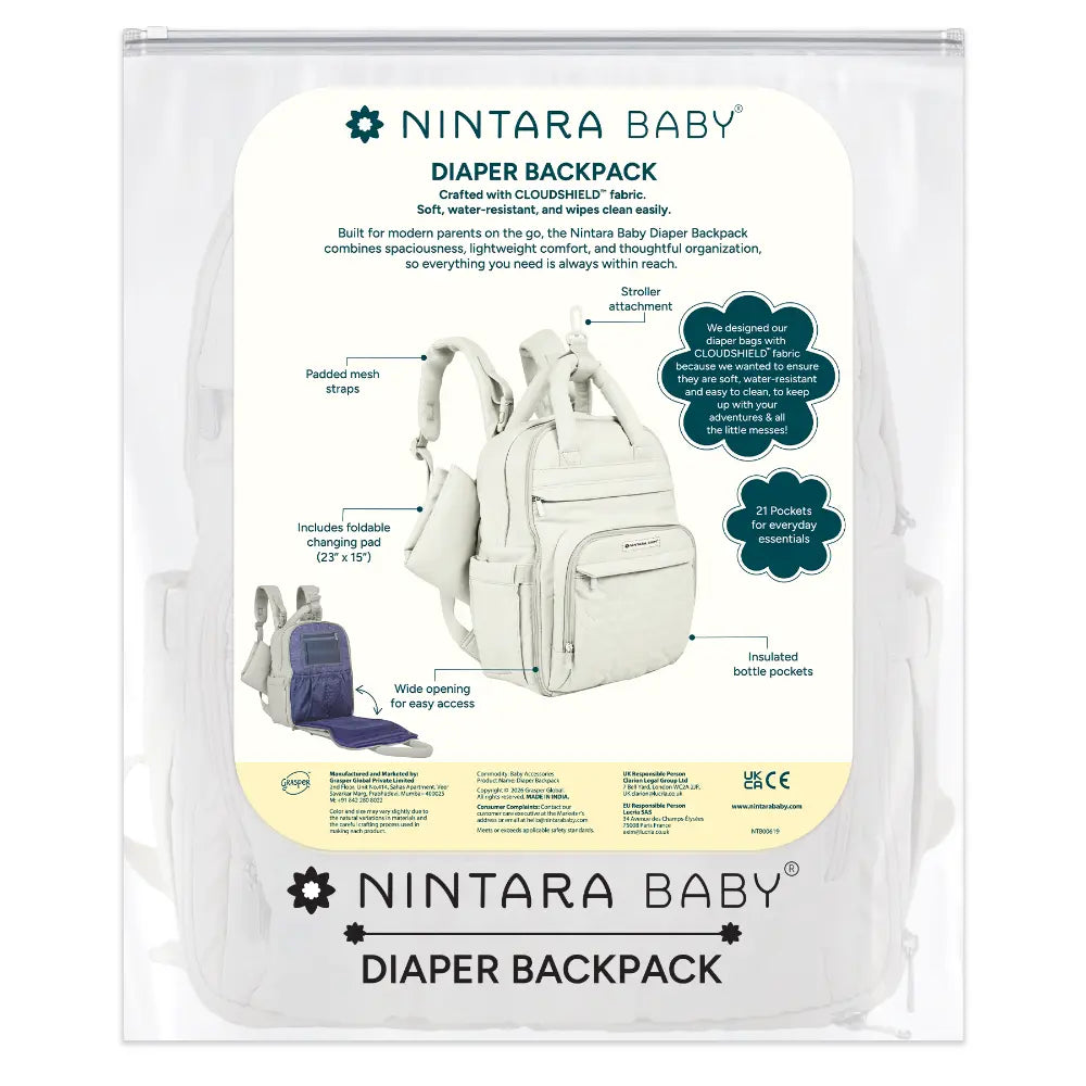 Nintara Baby Diaper Bag for Mothers – Water-Resistant Baby Travel Bag - Beige