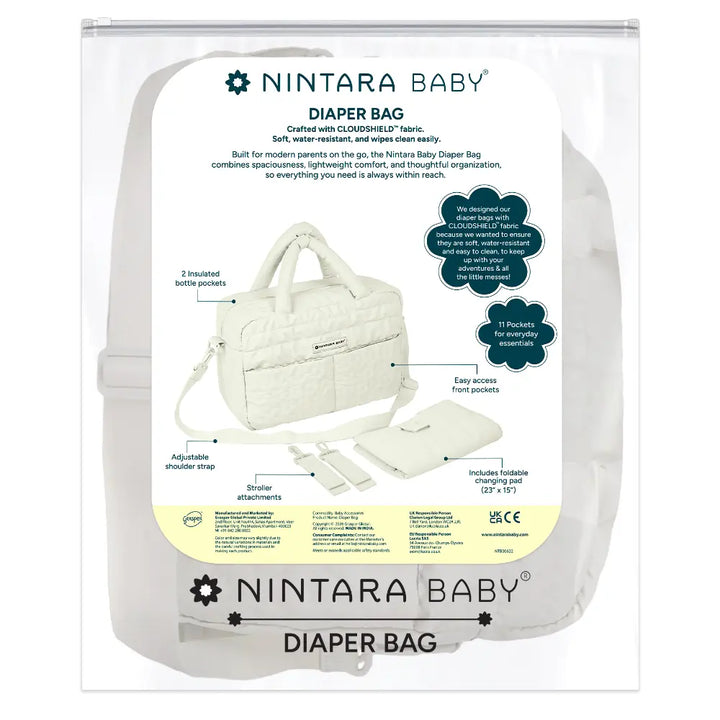 Nintara Baby Diaper Duffle Bag for Mothers, Travel Bag with 11 Compartments - Beige