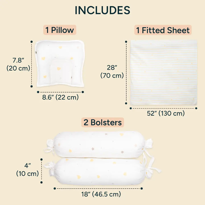 Nintara Baby 4-Piece Baby Bedding Set, 100% Cotton Nursery Bedding