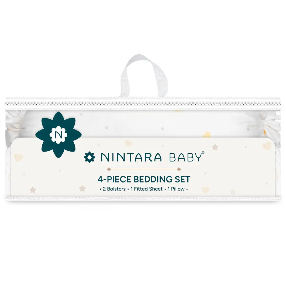 Nintara Baby 4-Piece Baby Bedding Set, 100% Cotton Nursery Bedding