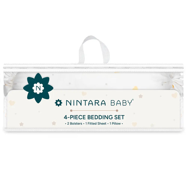 Nintara Baby 4-Piece Baby Bedding Set, 100% Cotton Nursery Bedding