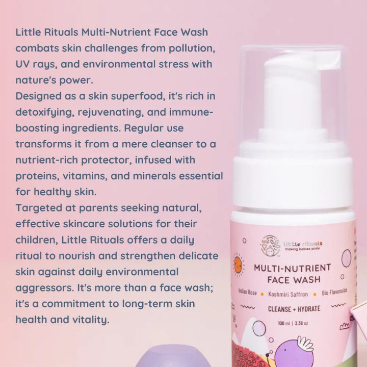 Little Rituals Multi Nutrient Foaming Baby Kids Face Wash for Babies &amp; Kids I MADE SAFE I Rose - Saffron -  Bioflavonoids  - 100 ml