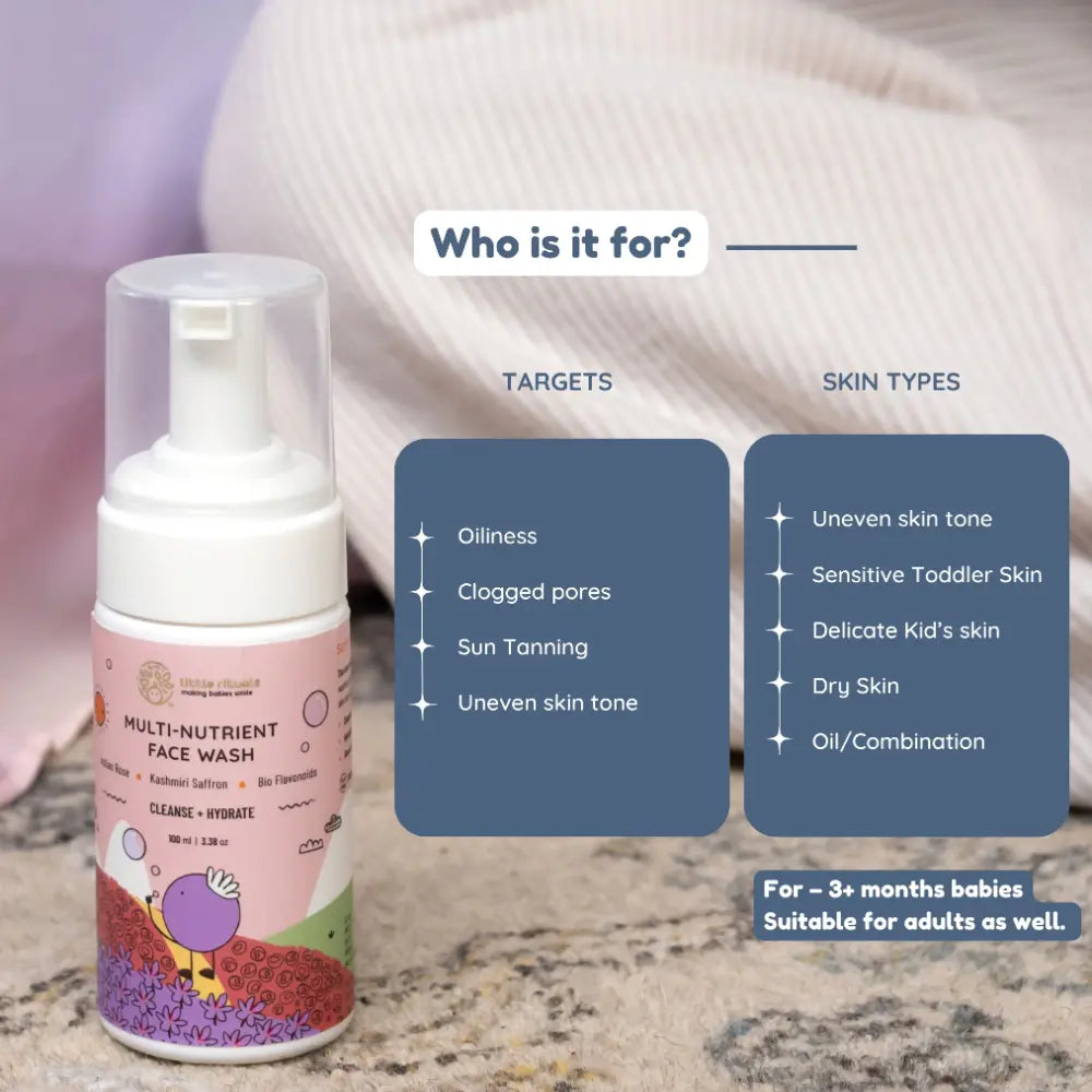 Little Rituals Multi Nutrient Foaming Baby Kids Face Wash for Babies &amp; Kids I MADE SAFE I Rose - Saffron -  Bioflavonoids  - 100 ml