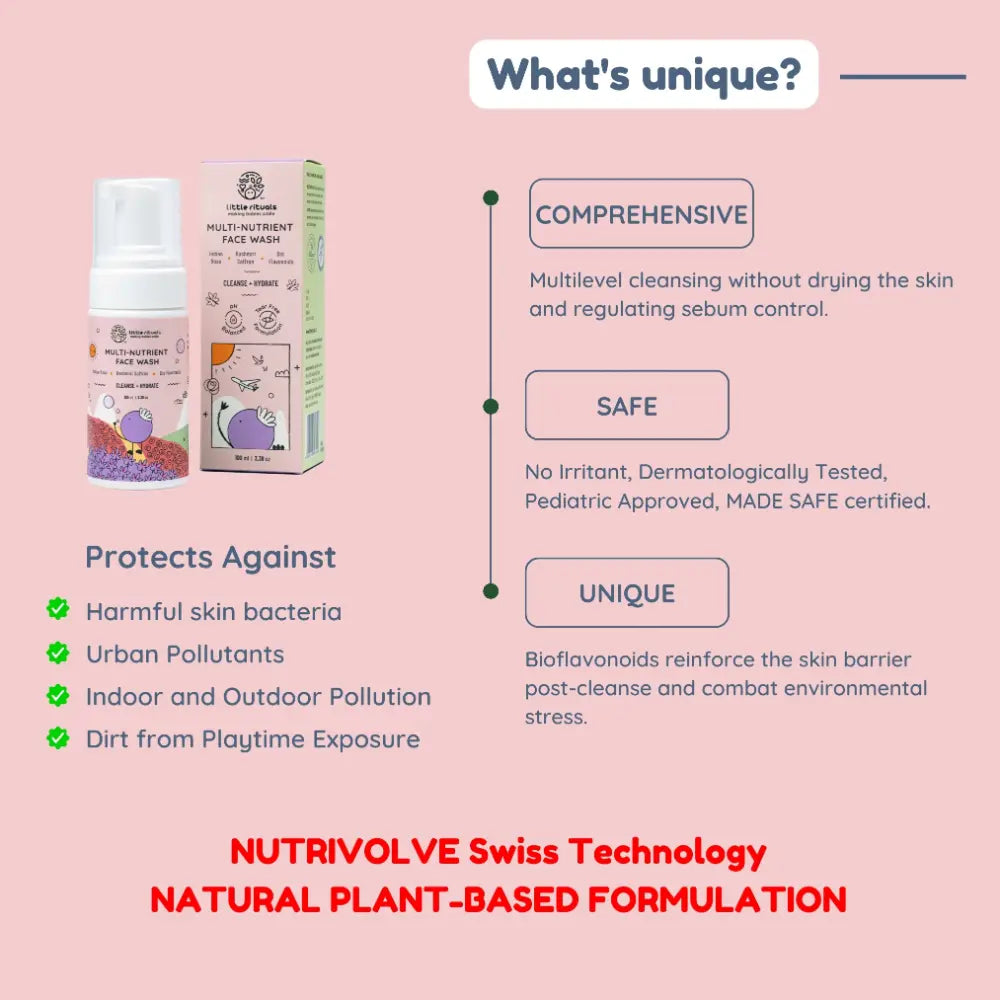 Little Rituals Multi Nutrient Foaming Baby Kids Face Wash for Babies &amp; Kids I MADE SAFE I Rose - Saffron -  Bioflavonoids  - 100 ml