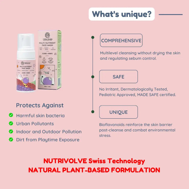 Little Rituals Multi Nutrient Foaming Baby Kids Face Wash for Babies &amp; Kids I MADE SAFE I Rose - Saffron -  Bioflavonoids  - 100 ml