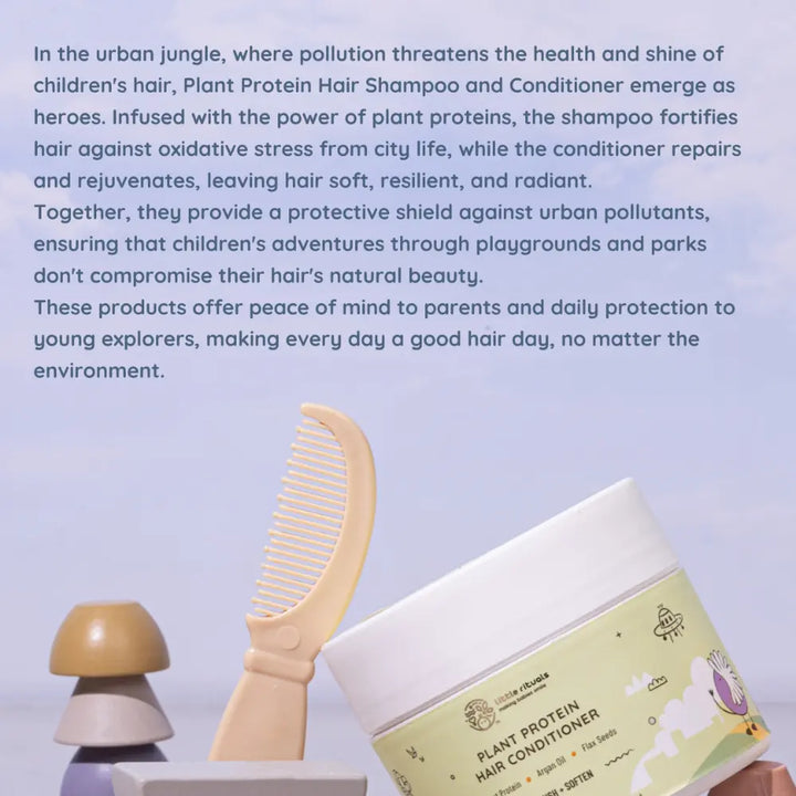 Little Rituals Plant Protein Hair Quat Free Baby &amp; Kids Natural Hair Conditioner  I MADE SAFE I Flax Seeds -  Argan Oil - 200 g