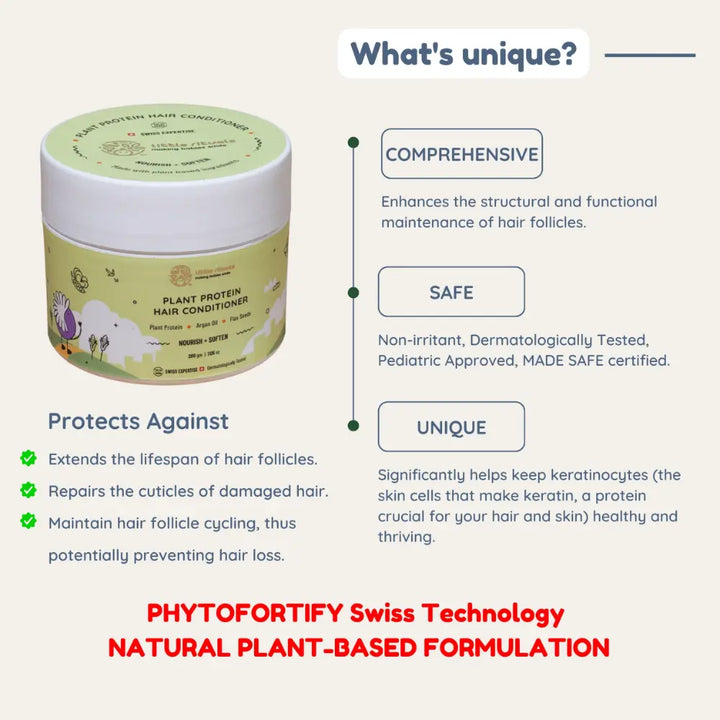 Little Rituals Plant Protein Hair Quat Free Baby &amp; Kids Natural Hair Conditioner  I MADE SAFE I Flax Seeds -  Argan Oil - 200 g