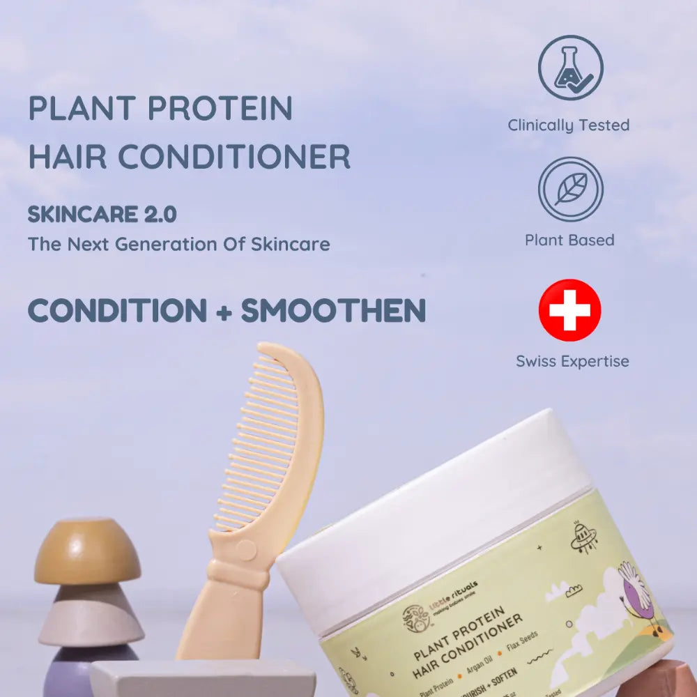 Little Rituals Plant Protein Hair Quat Free Baby &amp; Kids Natural Hair Conditioner  I MADE SAFE I Flax Seeds -  Argan Oil - 200 g