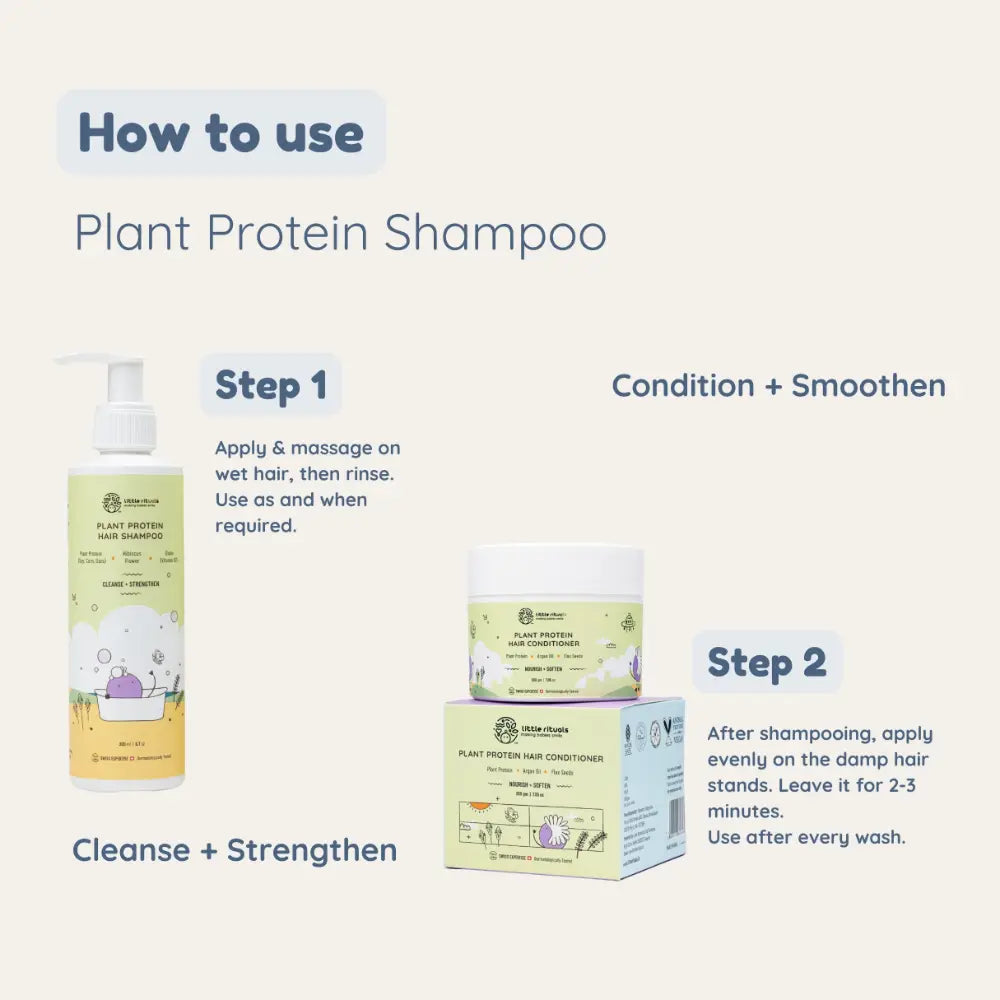 Little Rituals Plant Protein Hair Quat Free Baby &amp; Kids Natural Hair Conditioner  I MADE SAFE I Flax Seeds -  Argan Oil - 200 g