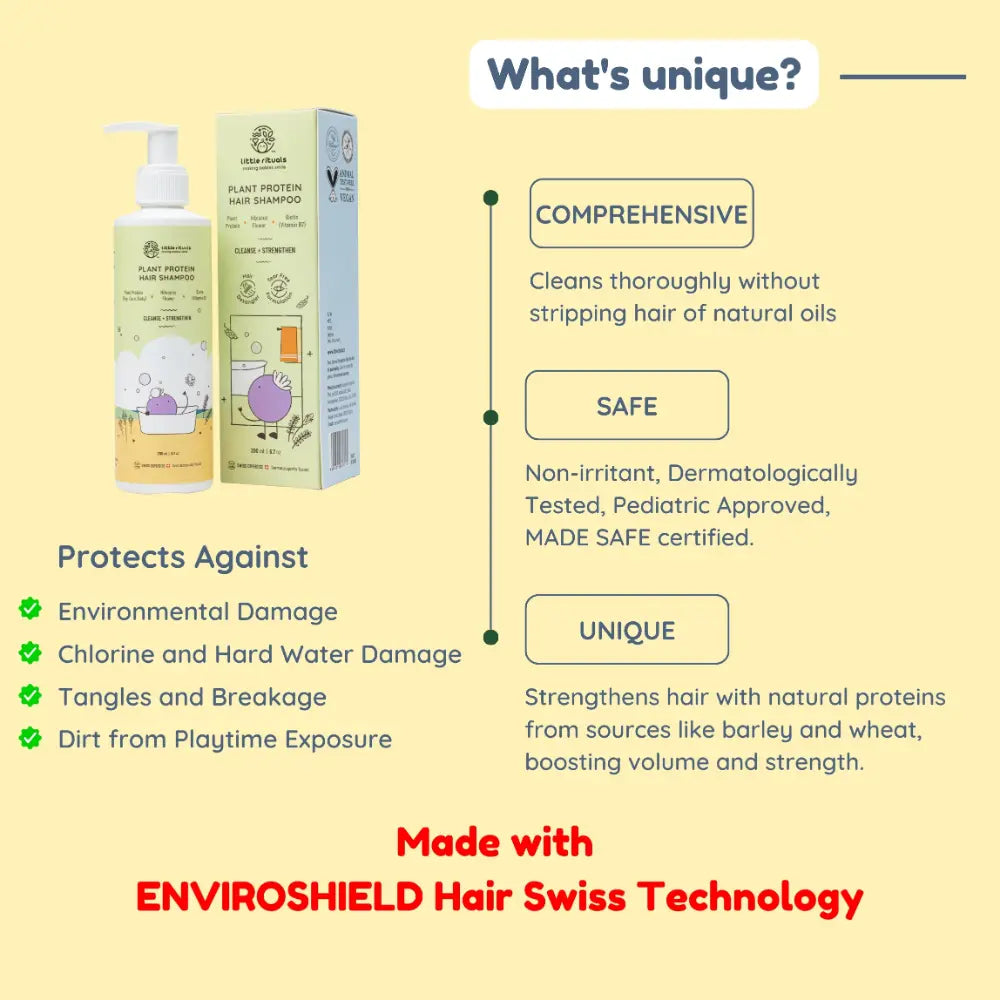 Little Rituals Plant Protein Hair Baby &amp; Kids Hair Shampoo pH Balanced -  Tear Free I MADE SAFE I Hibiscus -  Biotin -  200 ml