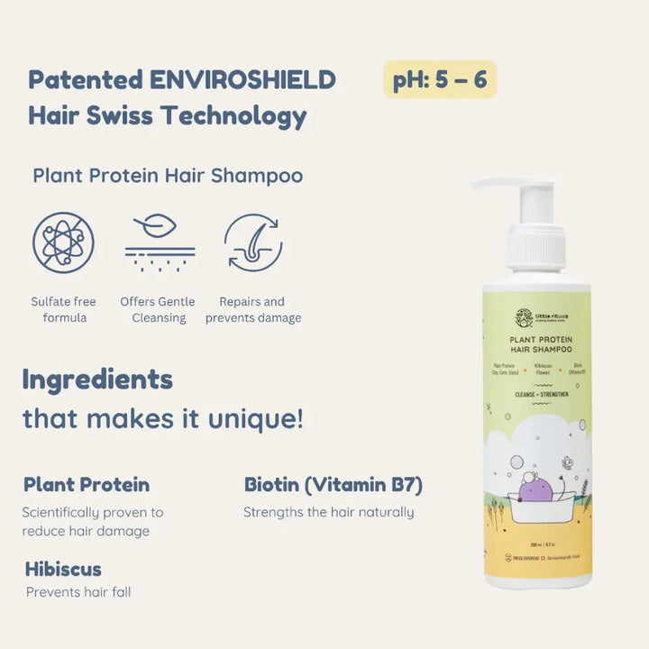 Little Rituals Plant Protein Hair Baby &amp; Kids Hair Shampoo pH Balanced -  Tear Free I MADE SAFE I Hibiscus -  Biotin -  200 ml