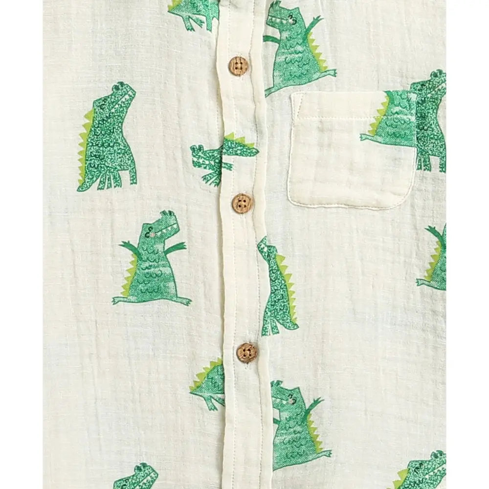 Sweetlime By As Alligator Print Cotton Co-ord Set - White