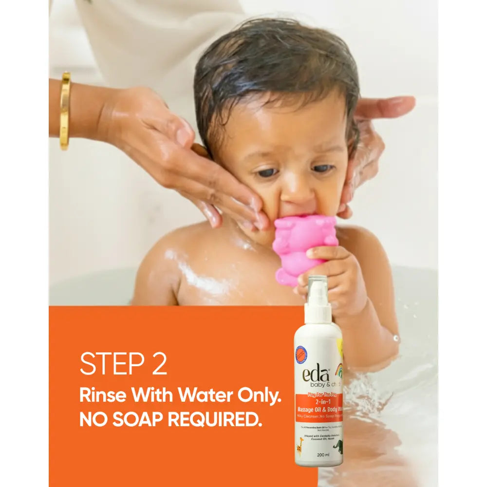 Eda Baby &amp; Child Play for the Day Cleansing Bath Oil | 2 in 1 Massage Oil &amp; Body Wash | Gentle Formula | Moisturizing Bath Oil for Sensitive Skin