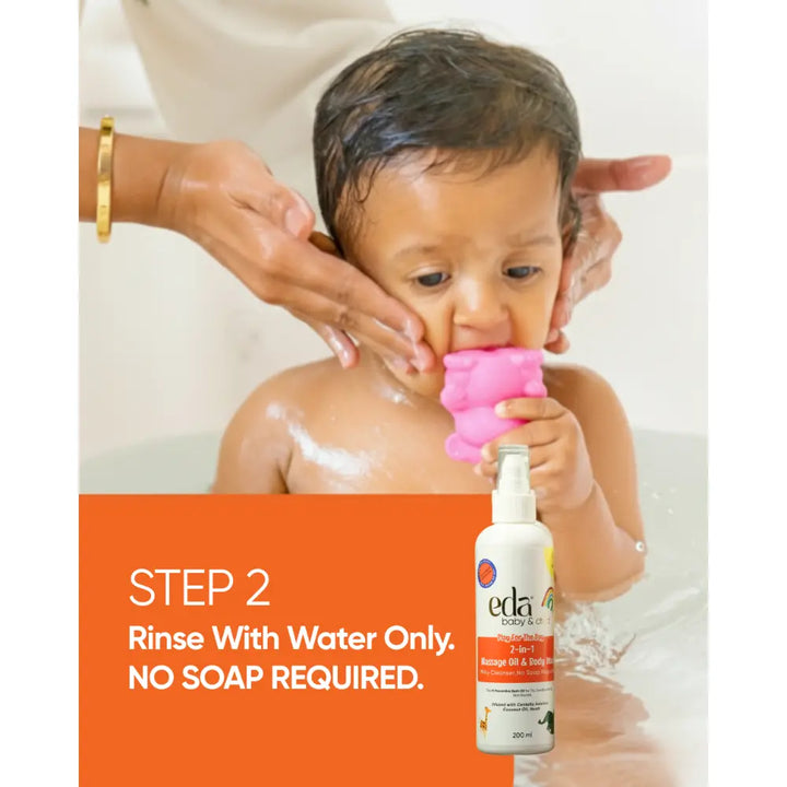 Eda Baby &amp; Child Play for the Day Cleansing Bath Oil | 2 in 1 Massage Oil &amp; Body Wash | Gentle Formula | Moisturizing Bath Oil for Sensitive Skin