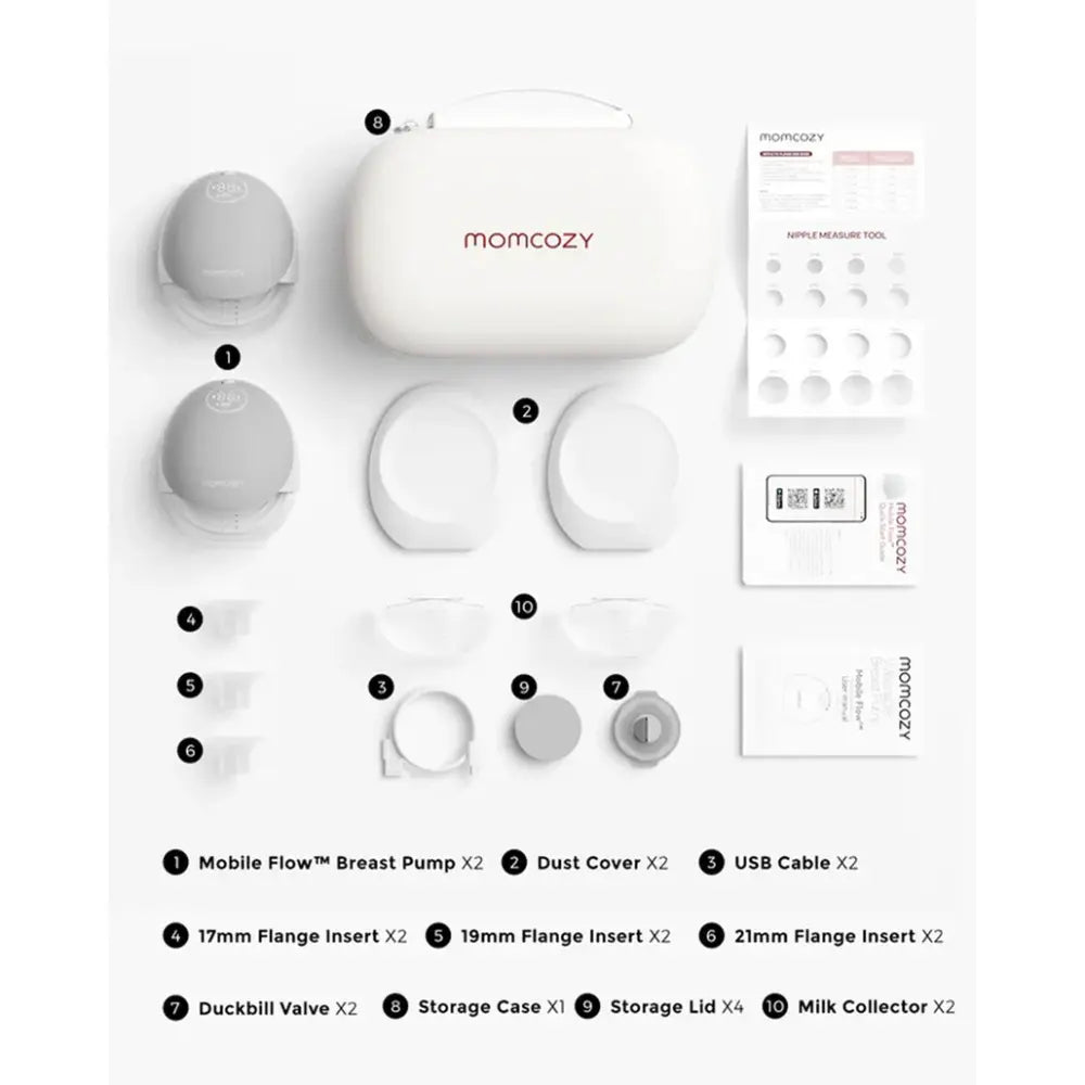Momcozy M9 Double Wearable Electric Breast Pump | 3rd Gen Motor | 15 Suction Levels | Multiple Modes | Hands-Free Breast Pump | 24mm Flange | Quill Grey