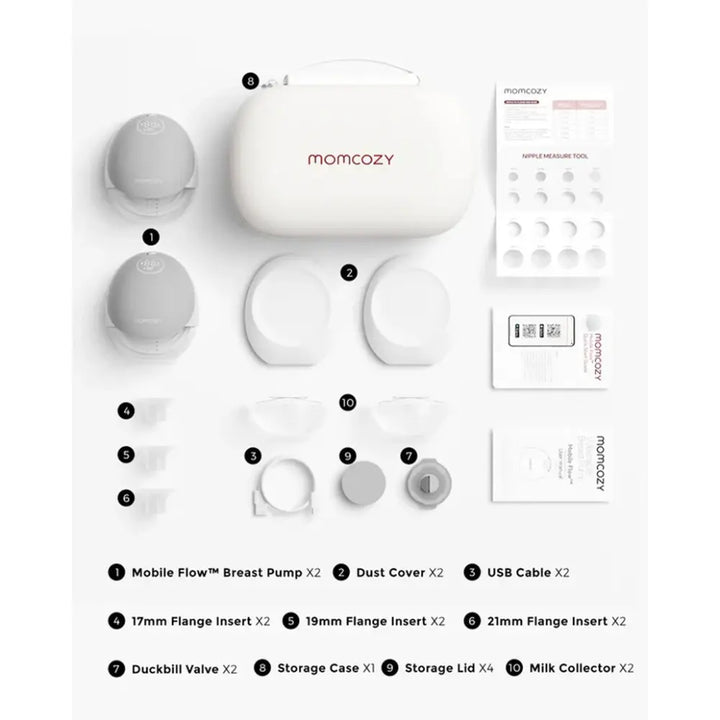 Momcozy M9 Double Wearable Electric Breast Pump | 3rd Gen Motor | 15 Suction Levels | Multiple Modes | Hands-Free Breast Pump | 24mm Flange | Quill Grey