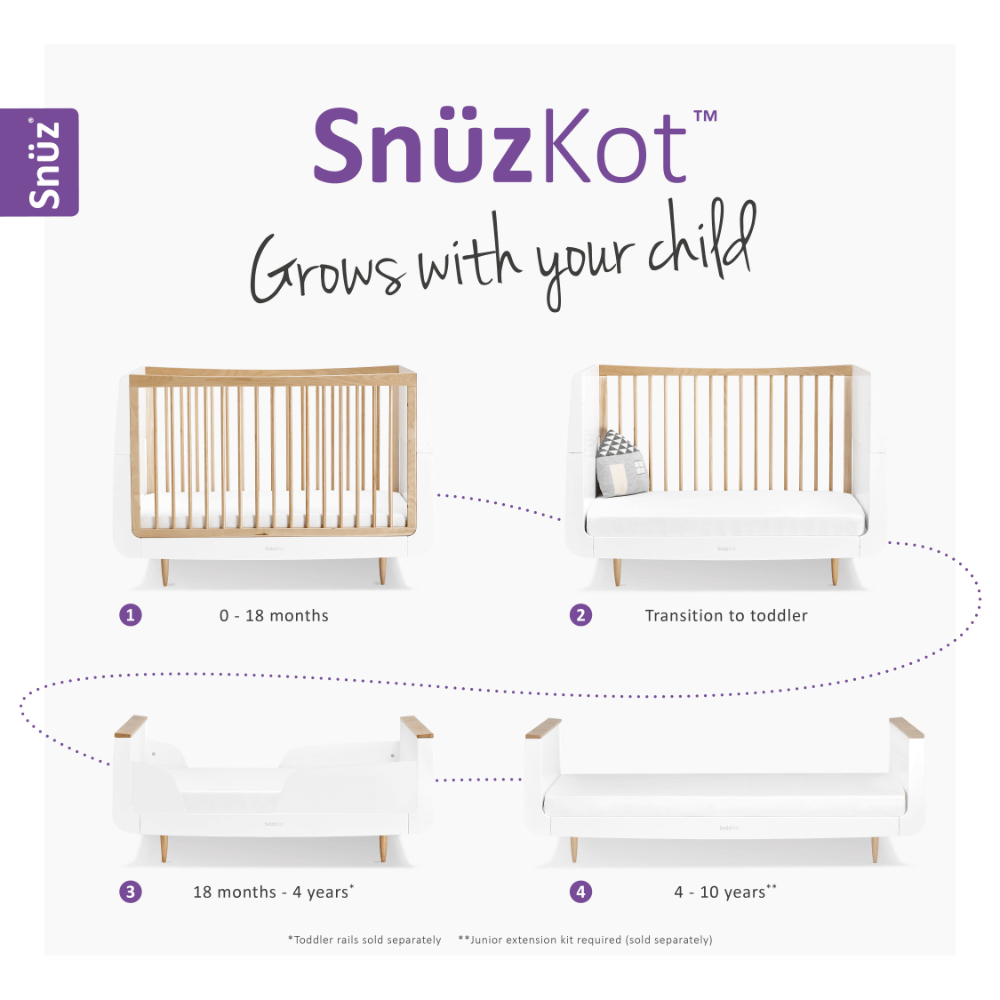 SnuzKot Convertible Cot from Birth - 4 years - Natural