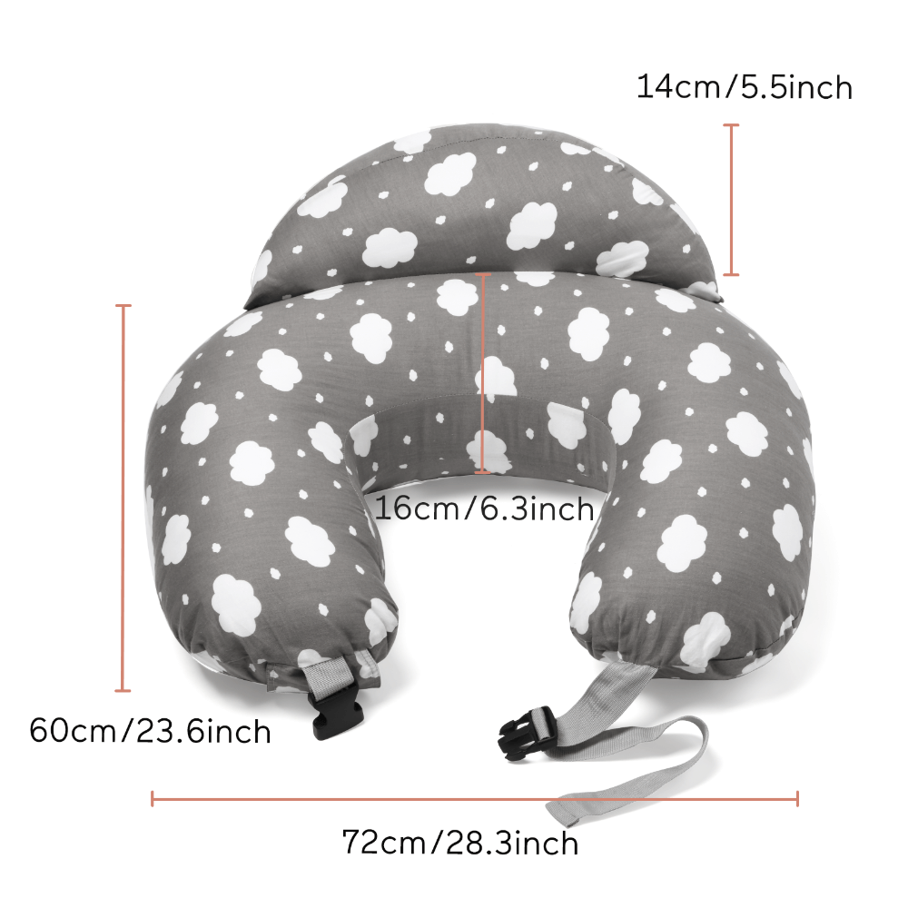 Momcozy Maternity Accessory Adjustable Nursing Pillow - Grey &amp; White