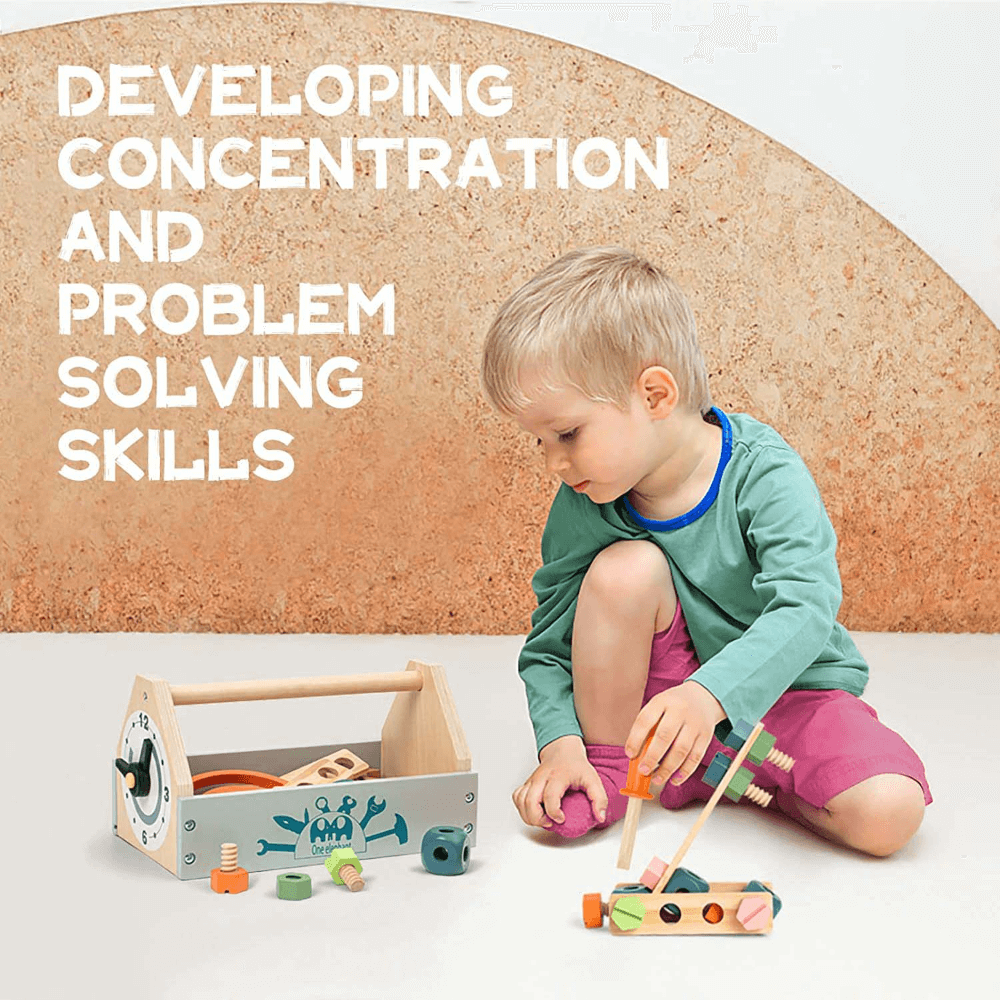 Playbox Pretend Play Toy Wooden Tool Kit - 31 pcs