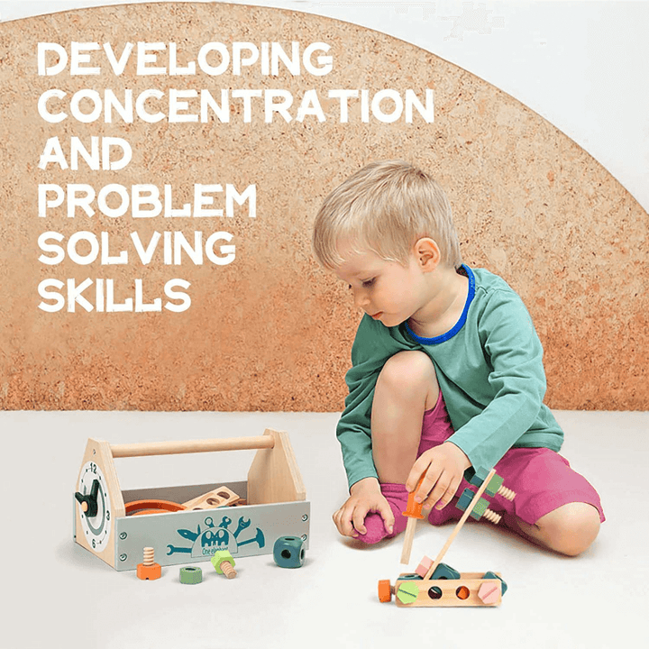 Playbox Pretend Play Toy Wooden Tool Kit - 31 pcs