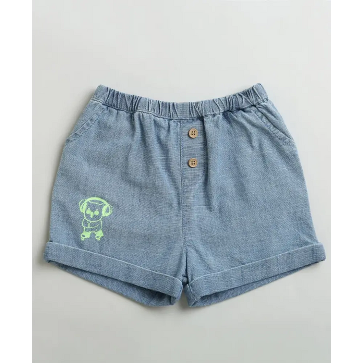 Sweetlime By AS Cotton Denim Shirt &amp; Shorts Co-ord Set - Blue