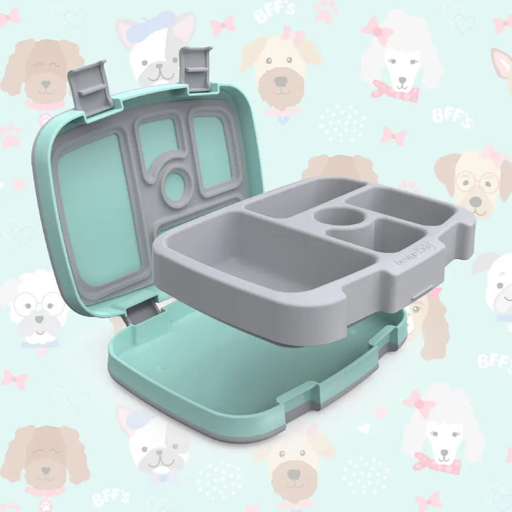 Bentgo Kids Prints with 5 Compartments, Leak-Proof Bento Lunch Box, BPA &amp; PFAS-Free, Microwave &amp; Dishwasher Safe Tray,  3–7 Years - Puppy Love