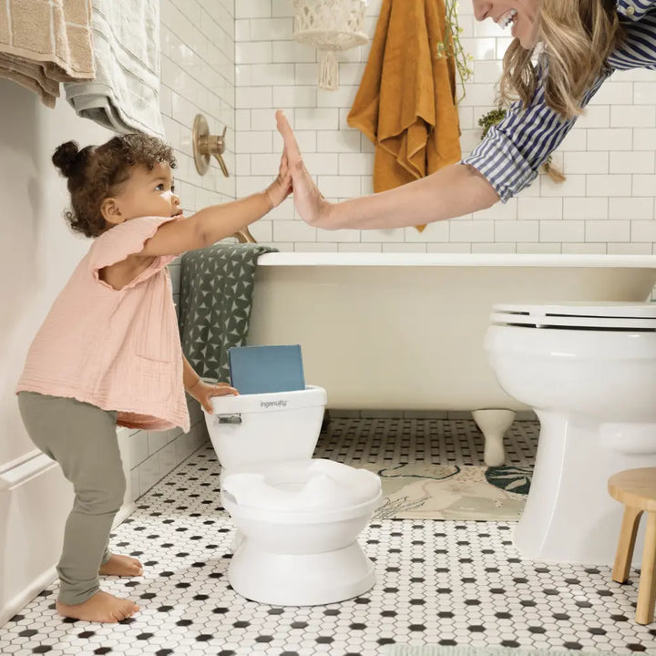 Ingenuity My Size Potty Pro 2-in-1 Toddler Potty Training Toilet with Flush Sound &amp; Detachable Potty Ring, 18 - 60 months, White