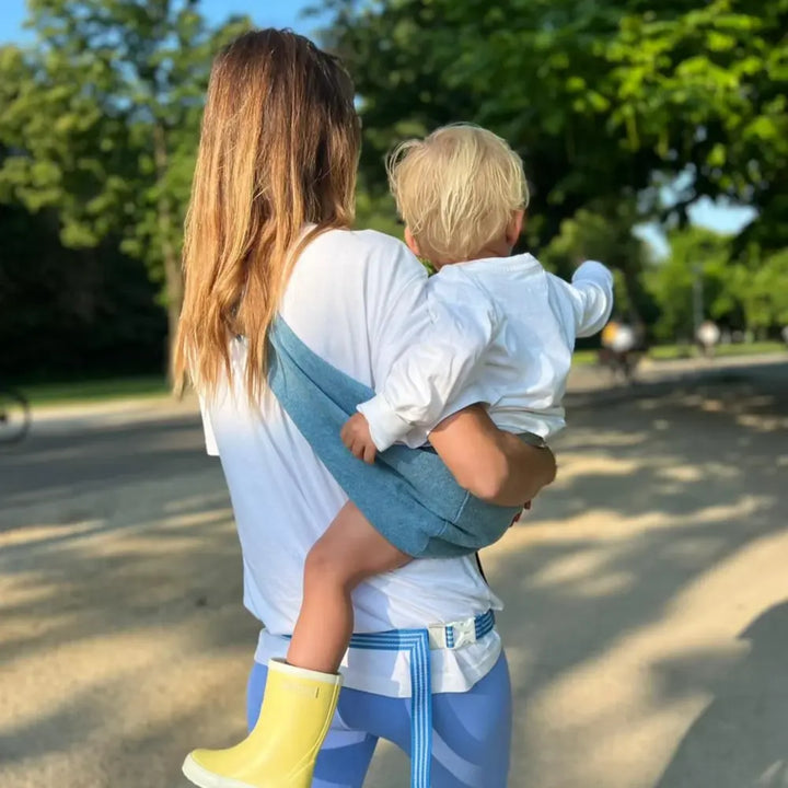Wildride Toddler Carrier Denim | Lightweight 100% Cotton Hip Seat Baby Carrier for Toddlers 9 Months–4 Years | Ergonomic, Foldable &amp; Travel-Friendly Child Carrier | Comfortable Stroller Alternative for Everyday Adventures