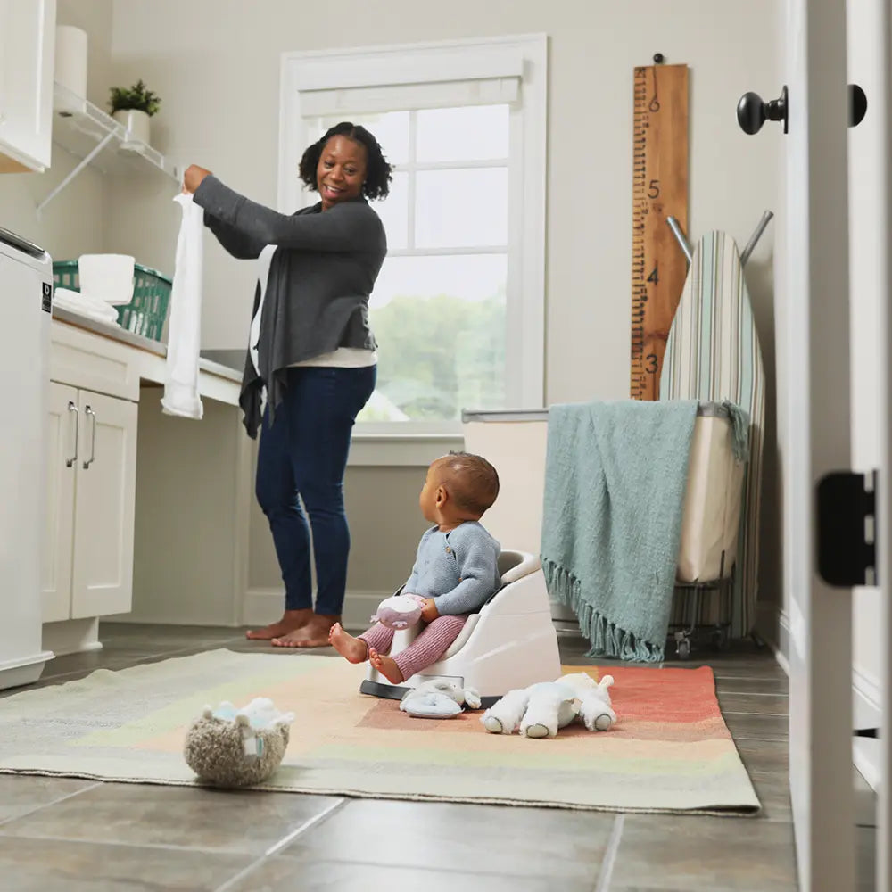 Ingenuity Baby Base 2-in-1 Booster Seat with Removable Tray &amp; Toddler Seat Conversion, Designed for Feeding &amp; Playtime, 6 - 36 months, Cashmere