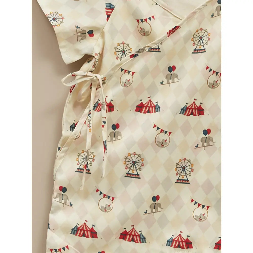 Liz Jacob Baby Cream Cotton Kimono Romper | Circus