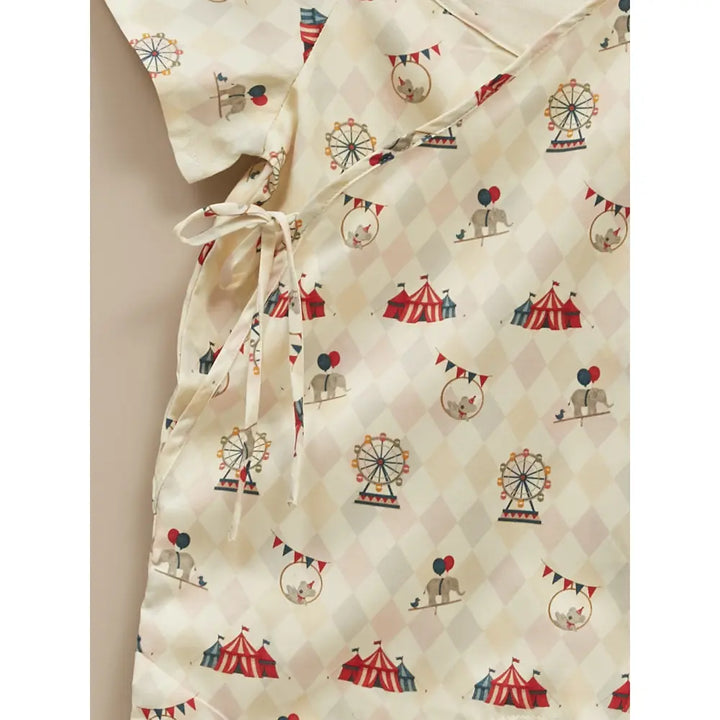 Liz Jacob Baby Cream Cotton Kimono Romper | Circus