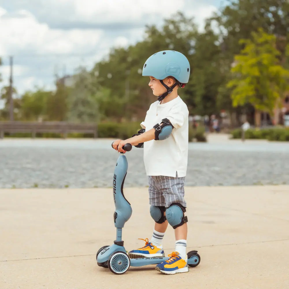 Scoot &amp; Ride Kids Protective Gear Set XXS | Knee &amp; Elbow Pads with Quick-Release System | Lightweight Adjustable Safety Guards for Toddlers &amp; Kids | Ideal for Scooting, Cycling, Skating &amp; Outdoor Play - Steel