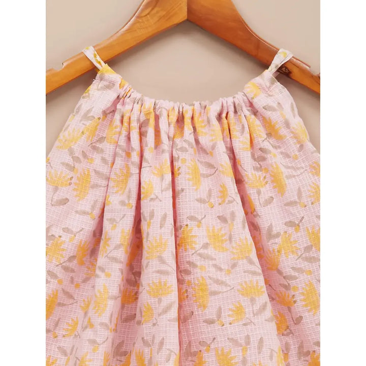 Liz Jacob Girls Pink Kota Cotton Blockprinted Dress | Sunfields
