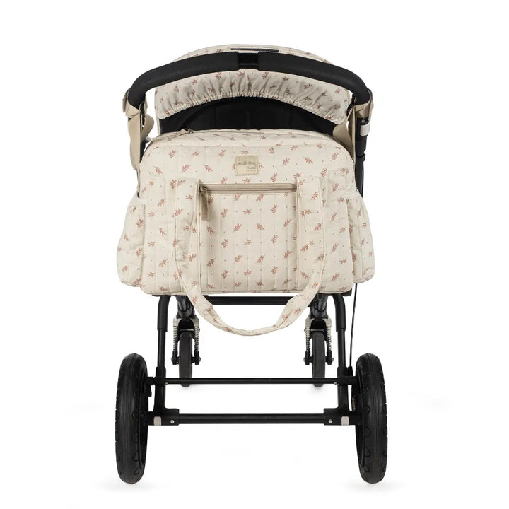 Walking Mum Diaper Bag with Changing Mat, Large Capacity Water-Resistant Bag with Multi-Pocket Organizer, Insulated Bottle Pocket, Shoulder &amp; Stroller Straps, Floral Print - Pink