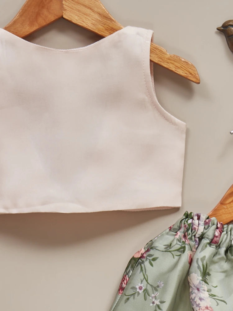Liz Jacob Girls | Pure Mulberry-Silk Ethnicwear | Mehendi