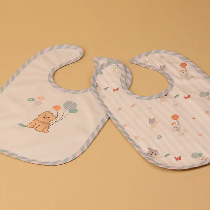 Abracadabra Cotton Jersey Toddler Bib Set (Pack of 2) - Puppy Love - 6-36 Months