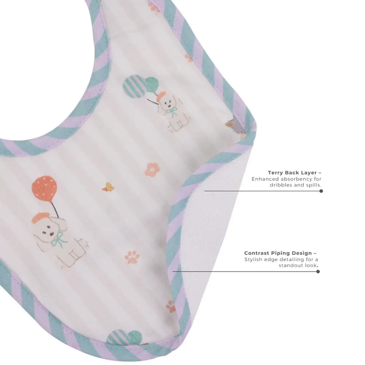 Abracadabra Cotton Jersey Newborn Bib Set (Pack of 3) - Puppy Love - 0-12 Months