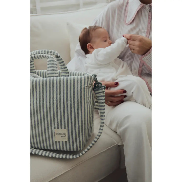 Walking Mum Praliné Matcha Diaper Bag with Changing Mat, Water-Resistant Maternity Bag with Insulated Bottle Pocket, Wet Pocket, Multiple Organisers &amp; Stroller Straps