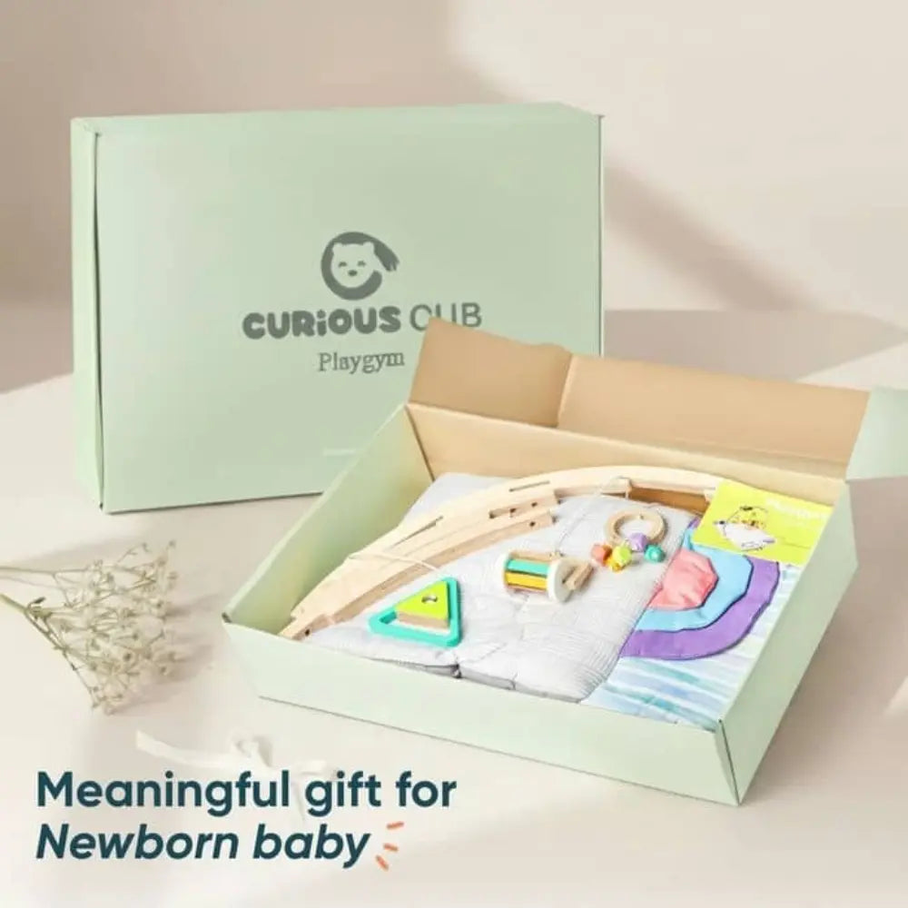 Curious Cub Wooden Baby Play Gym | 11-in-1 Montessori Activity Gym &amp; Playmat | Newborn Sensory Development Toy | 0-12 Months