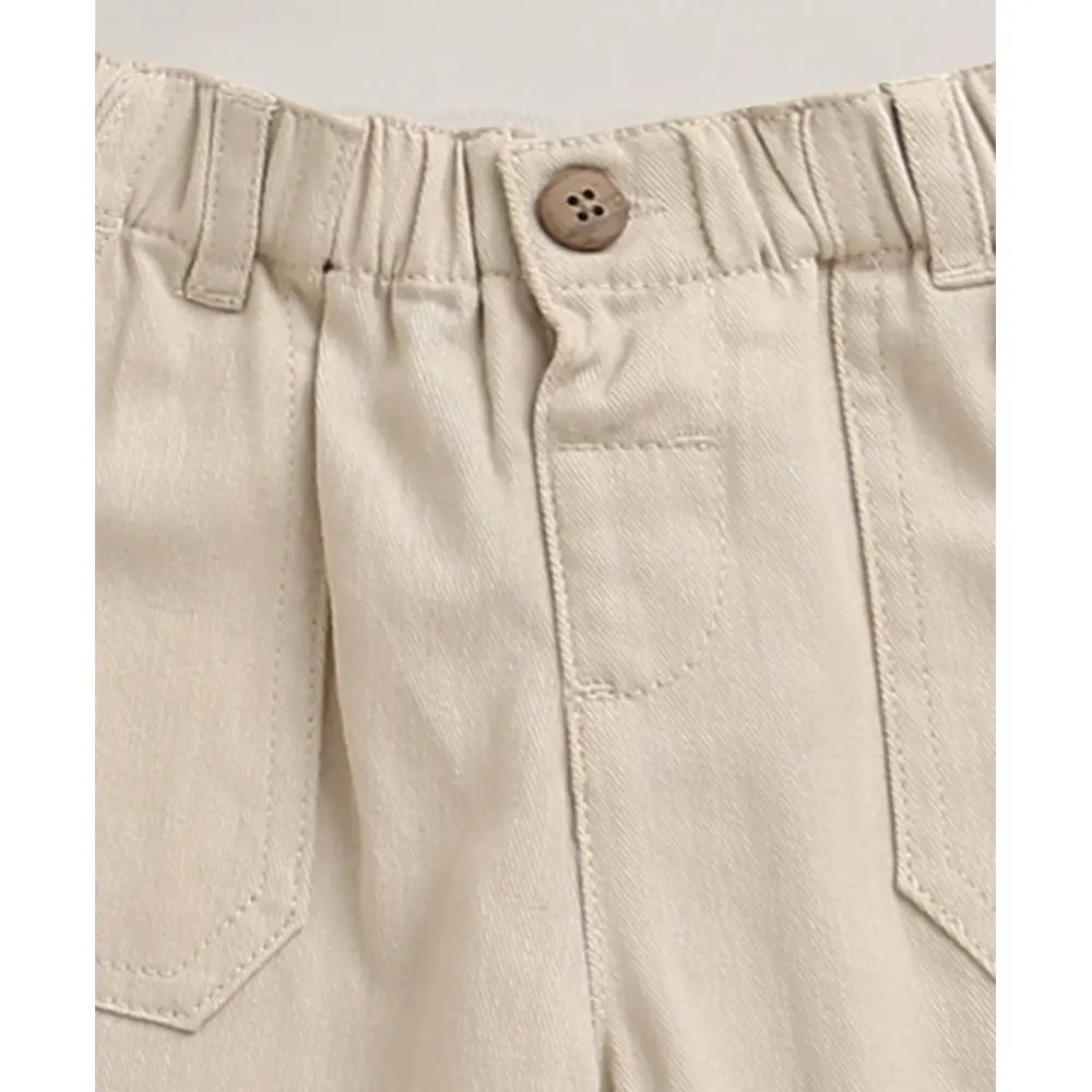 Sweetlime By As The yelllow Checks shirt  &amp; Khaki Cotton Co-ord Set - Beige