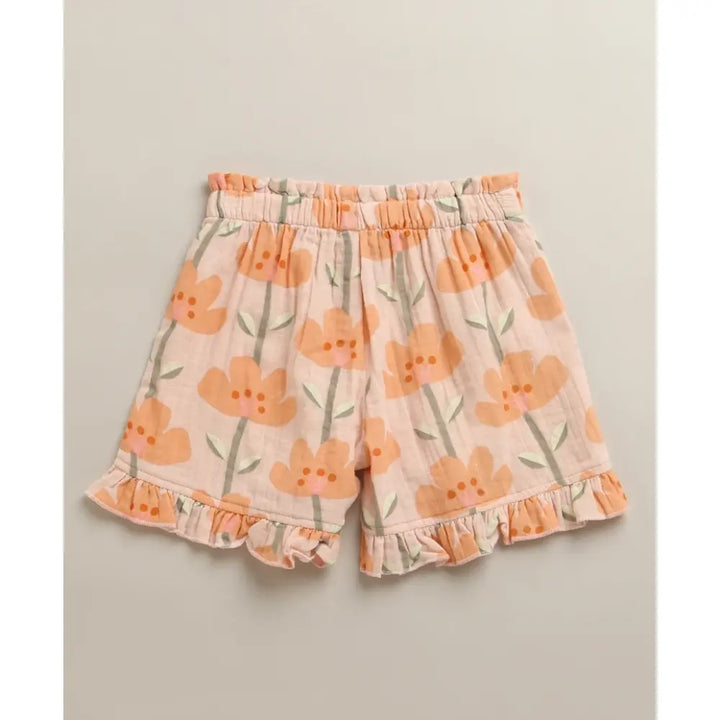 Sweetlime By As Peach Blossom Floral Ruffle Cotton Baby Girls Summer Co-ord Set