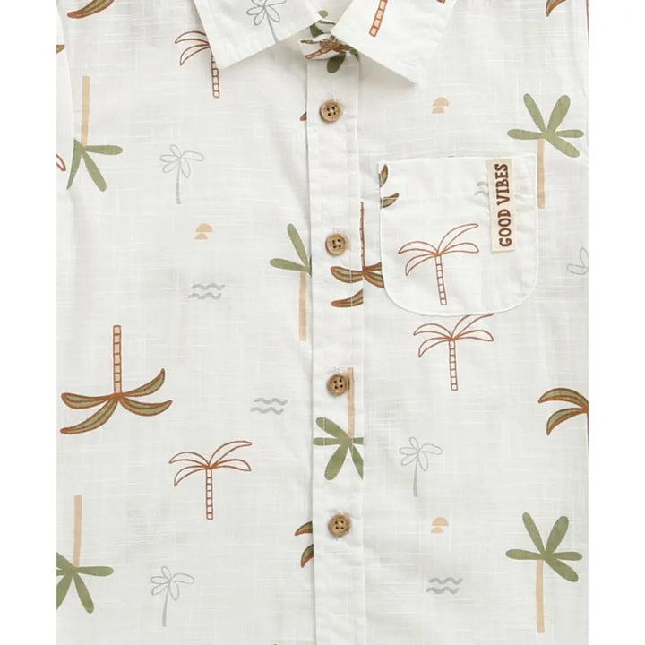 Sweetlime By AS Tropical Breeze Cotton Co-ord Set - White(Double Cloth)