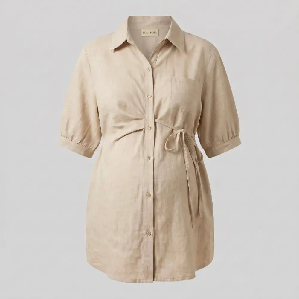 SOL MAMA Relaxed Linen Shirt - Natural Beige