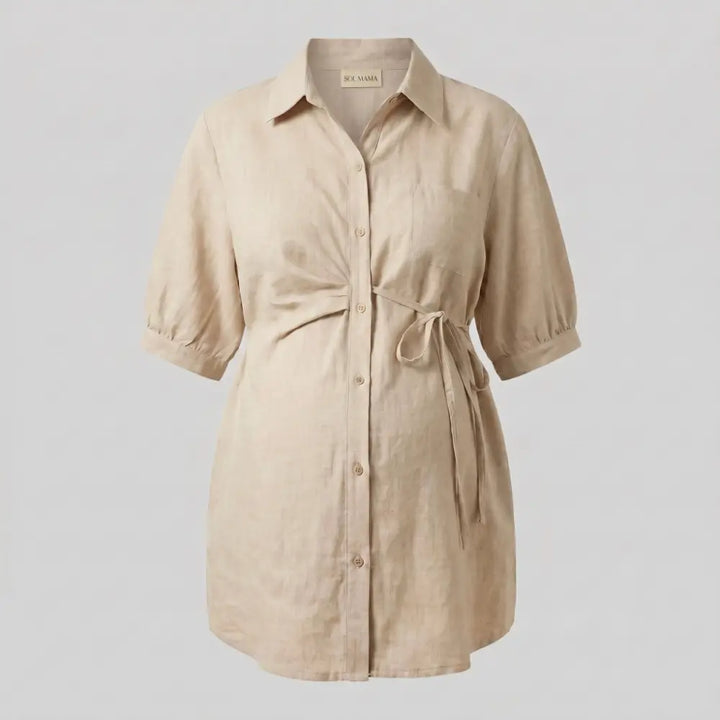 SOL MAMA Relaxed Linen Shirt - Natural Beige
