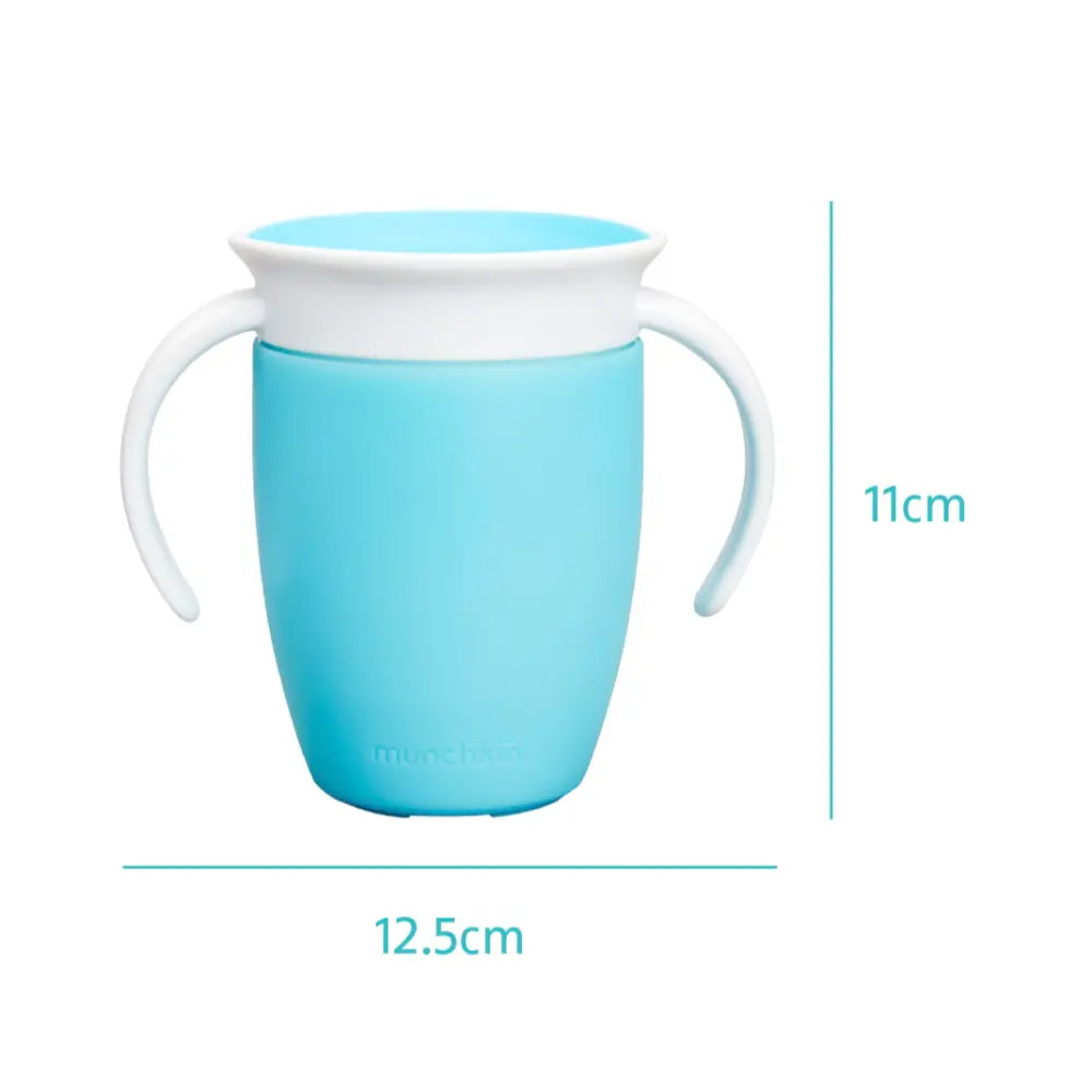 Munchkin 360° Spill-Proof Trainer Cup with Handles, Spoutless Sippy Cup for Babies, Easy Transition to Open Cup, BPA-Free, 7oz, 6+ Months - Blue