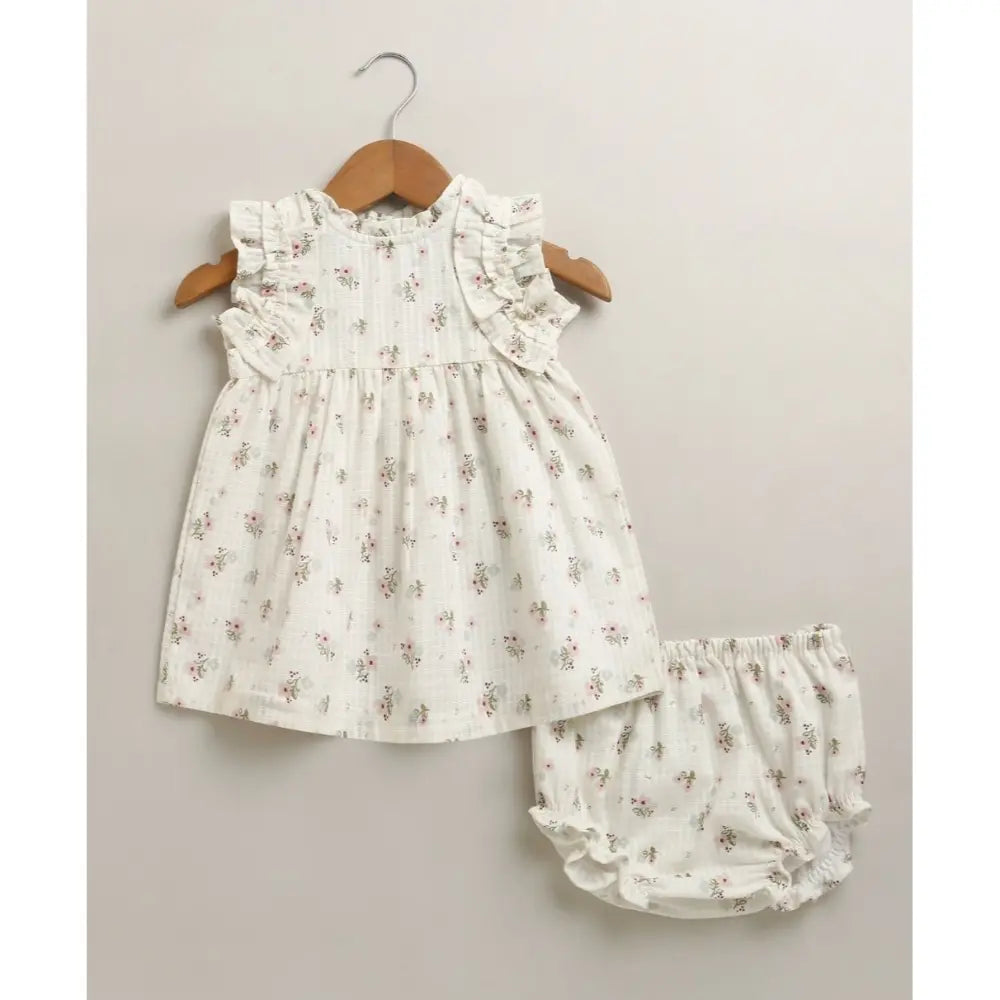 Sweetlime By As Organic Cotton Viscose Shell Top &amp; Pink Tweed Jacquard Shorts Set - White - 0-3M